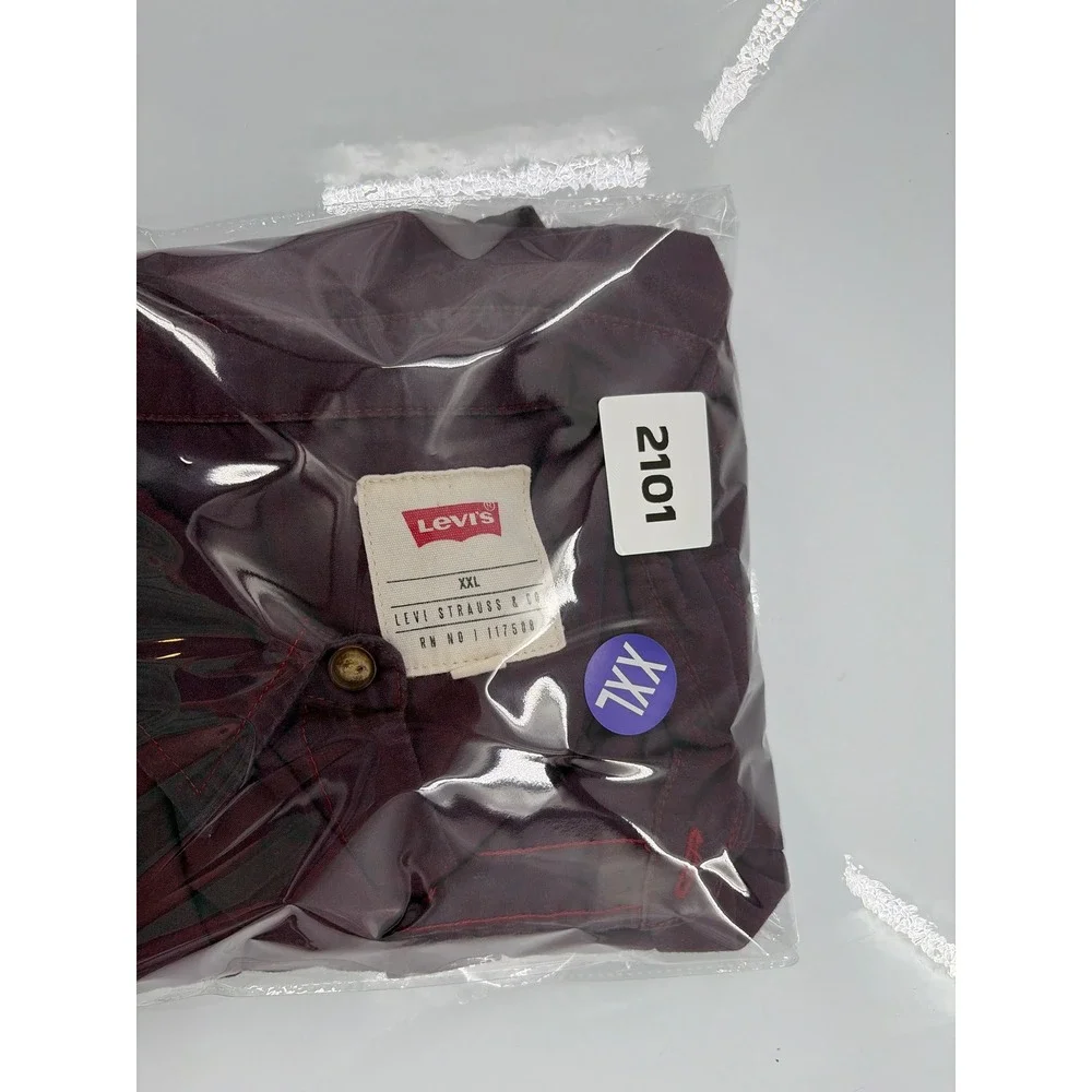 Levis Mens XXL Western Shirt Short Sleeve Burgundy Maroon Button Up 117508
